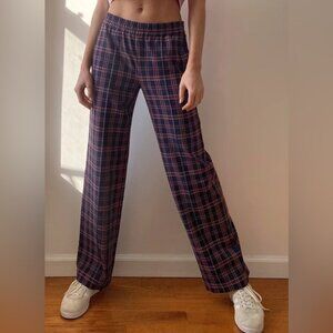 Aritzia Sunday Best Nomi Plaid Wide Leg Pants Sz S
